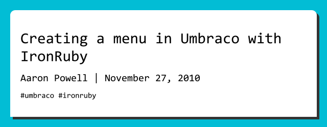 Creating a menu in Umbraco with IronRuby