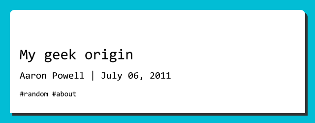 My geek origin